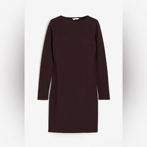 Elegant open back deep red Long Sleeve Dress